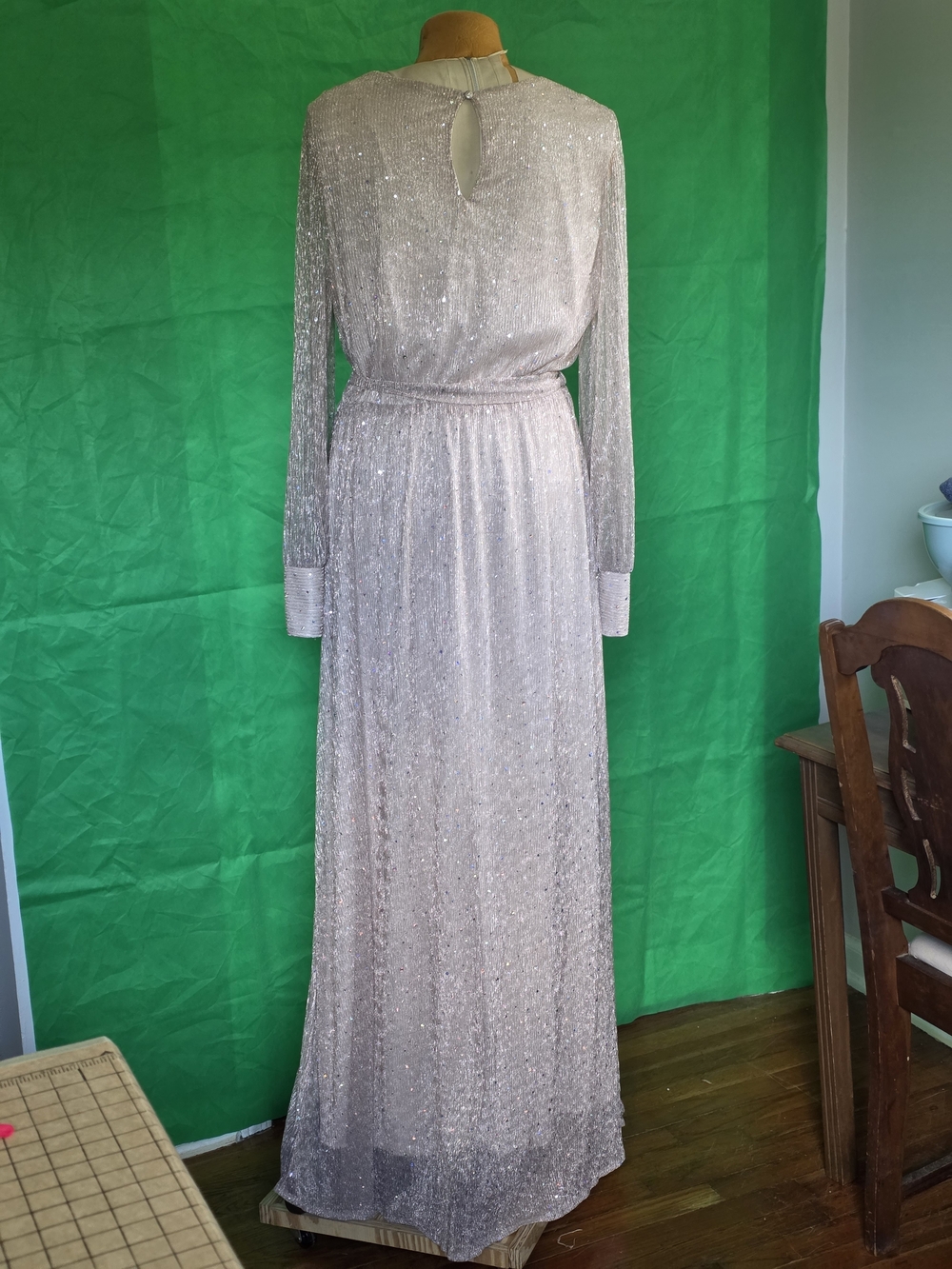 Baltic Born Cream Sheer Sparkle Trim Maxi Dress Event Black Tie Glam - Picture 3 of 16